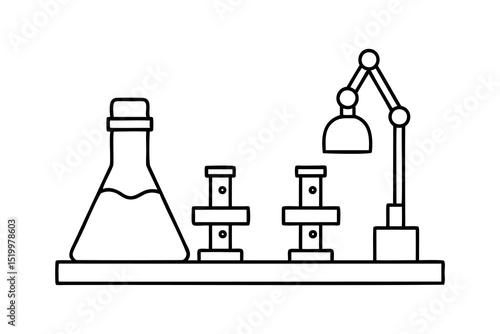 Simple lineart illustration of a science lab setup