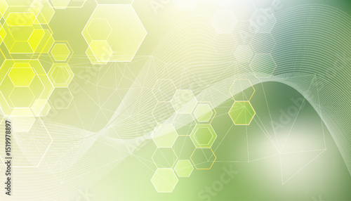 Abstract Green Hexagon Technology. Geometric Green Honeycomb Pattern Background