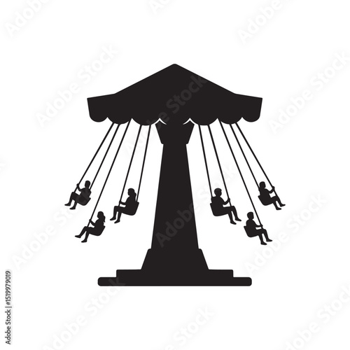Fairground ride silhouette vector art illustration on white background