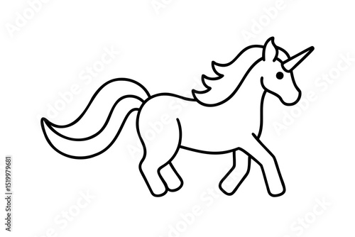 Cute lineart unicorn galloping magical creature fantasy horse