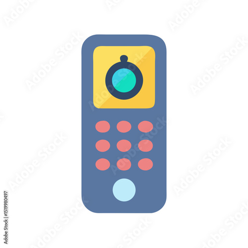 A simple illustration of a modern compact remote control device with a numeric keypad and a circular button