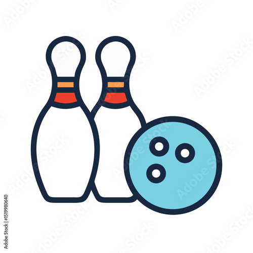 Bowling Game Pins and Ball Icon Illustration Graphic Design