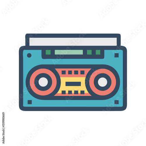 Retro Boombox Cassette Tape Player Stereo Music Device 80s 90s Vintage Audio