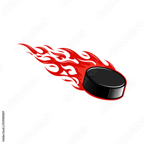 Flaming hockey puck sport illustration