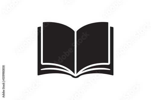 Open book silhouette vector art illustration on white background