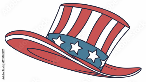 Uncle sam hat vector illustration patriotic american flag stars and stripes usa independence day party icon