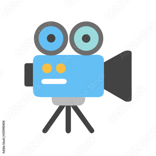 A Classic Movie Camera on Tripod Ready to Film a Production