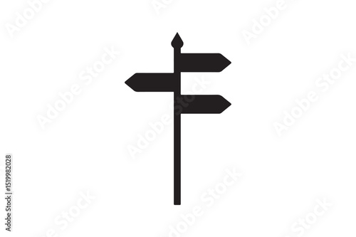 Signpost with directions silhouette vector art illustration on white background