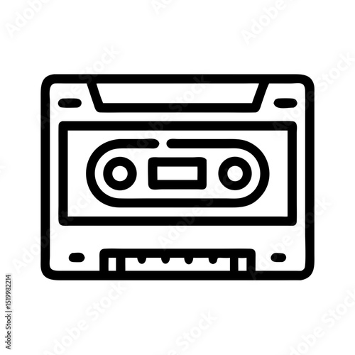 Retro Cassette Tape Icon Line Art Graphic Design Element Vintage Music Technology