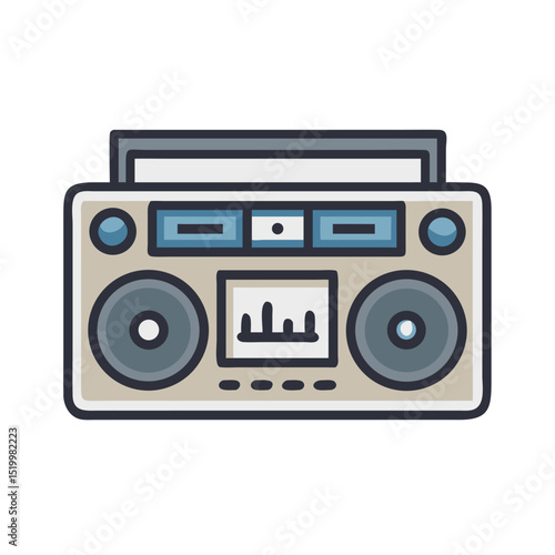 Vintage Boombox Stereo Cassette Tape Player Retro Music Device 80s 90s
