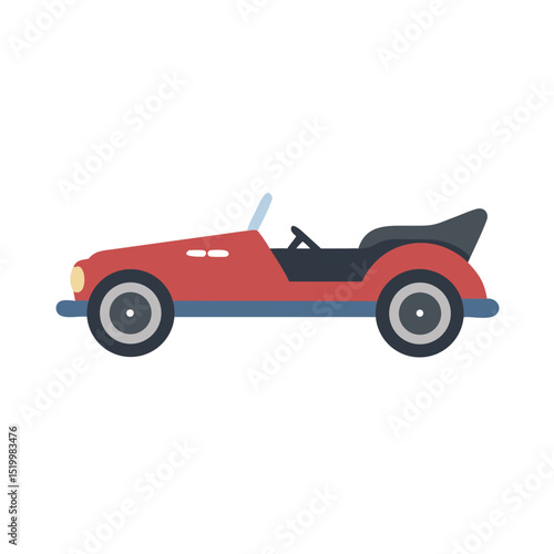Classic Red Vintage Convertible Sports Car Illustration Side View