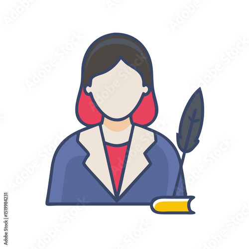 Female author writer novelist professor teacher instructor educator scholar librarian bookworm pen quill book literature reading writing education knowledge wisdom