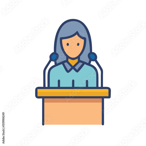 Woman Speaker at Podium Giving Presentation or Speech at Conference or Event
