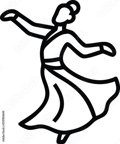 Dynamic silhouette illustration of a woman in a trapeze performing acrobatics
