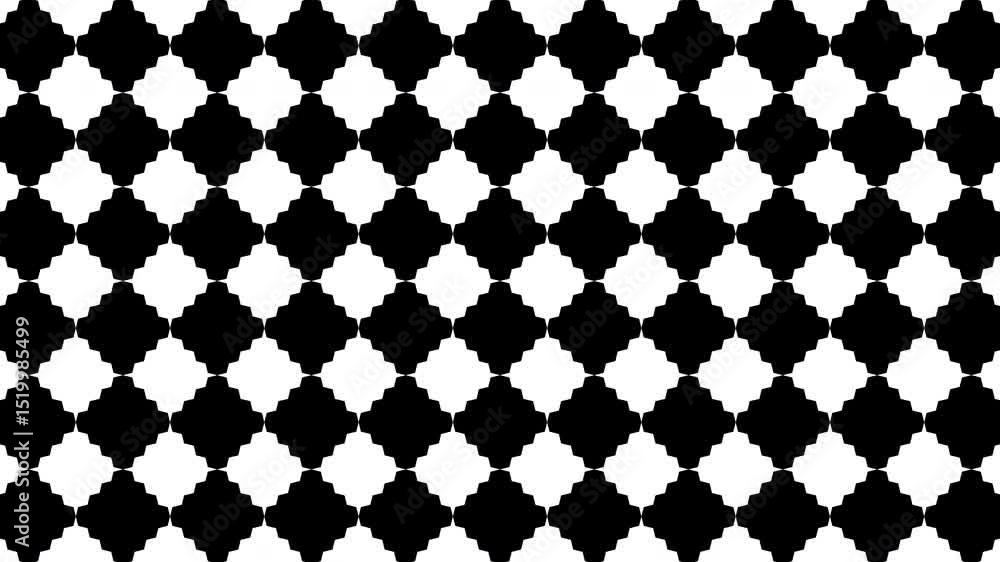 Checked black and white seamless pattern with changing squares Checked black and white seamless pattern with changing squares