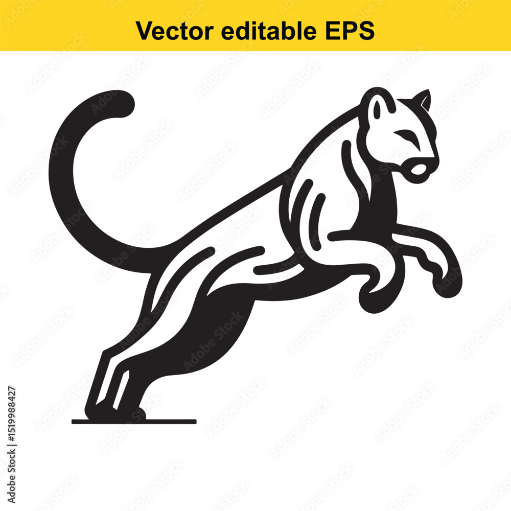 Fototapeta premium A stylized leaping panther vector graphic, perfect for logos or branding, with a clean, modern aesthetic.