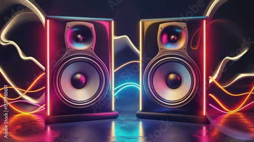 Two speakers with neon lights, creating a vibrant and futuristic audio experience