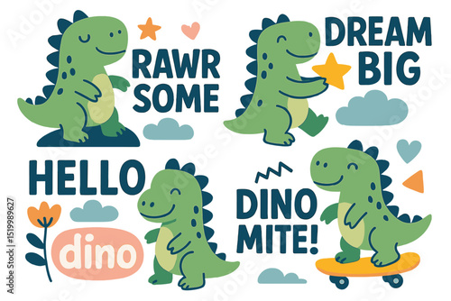 The Dino baby print is versatile and suitable for creating posters, cards, banners, or flyers, with its unique hand-drawn vector design