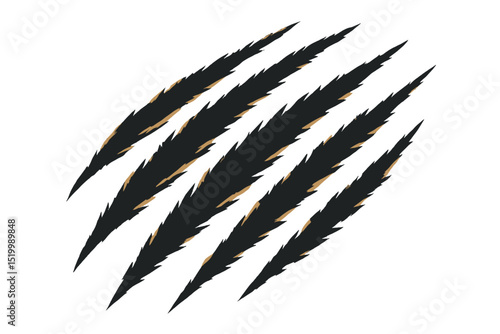 Lion and bear attack marks characterized by black scratches with rough edges symbolize Halloween themes and the ferocity of wild animals like tigers