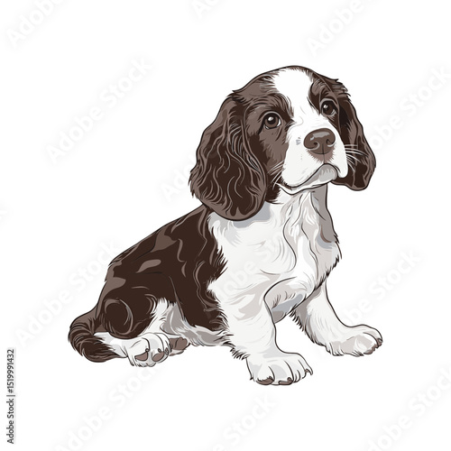 Loyal Companion Portrait: A charming canine with endearing gaze poses, exuding warmth and loyalty. This illustration is a tribute to the unwavering companionship of our four-legged friends.