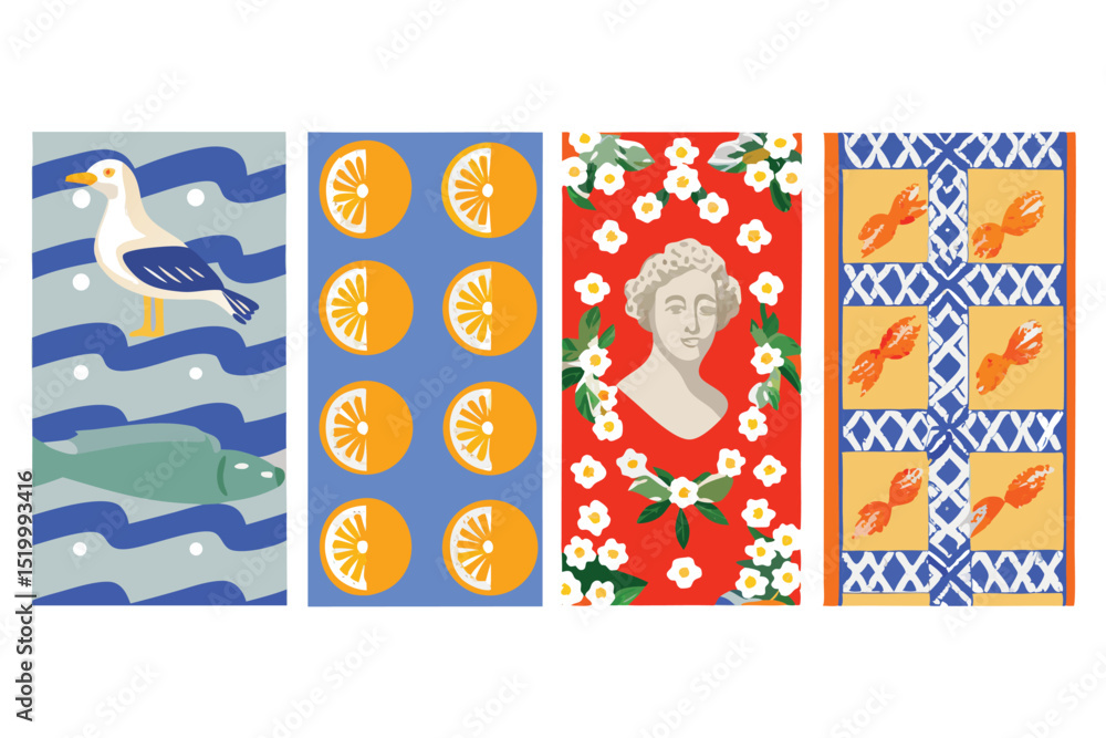 Fototapeta premium summer--italy--amalfi--vector-illustration-of-medi.eps