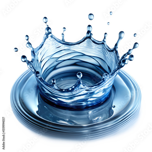 Spiral Water Crown Isolated on Transparent Background