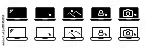 Laptop icon set. flat illustration of vector icon on white background