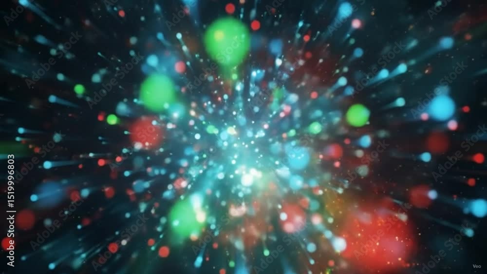 Abstract, colorful explosion of light particles representing creativity and dynamic motion Abstract, colorful explosion of light particles representing creativity and dynamic motion