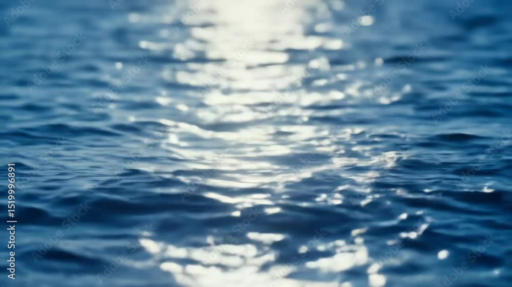 Slow Motion Sunlight sparkling on ocean surface with gentle waves and blue water Slow Motion Sunlight sparkling on ocean surface with gentle waves and blue water