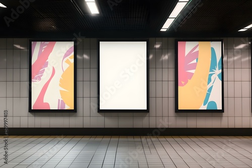 Blank Announcement Billboard in Subway for Public Messaging