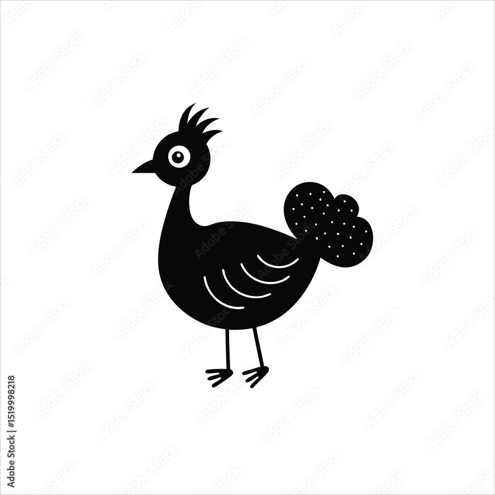 Illustration of a black bird with a dotted tail on a white background Illustration of a black bird with a dotted tail on a white background