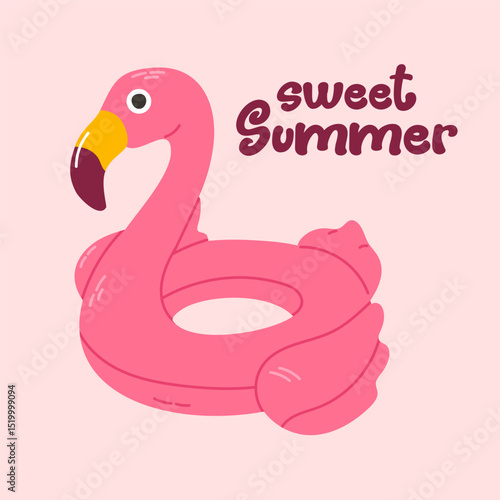 Pink flamingo-shaped pool float with rounded form and bold color, perfect for summer cards, products, and beach-themed visuals