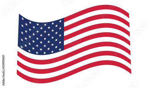 USA  Flag illustration, waving flag of america