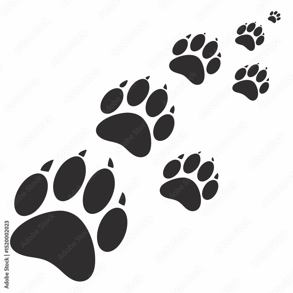 Fototapeta premium Dog Paw Print Clipart Vector Set 