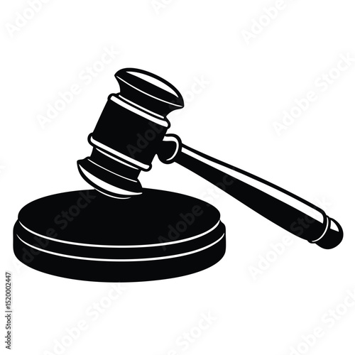 Black and White Gavel and Sound Block for Legal Concepts