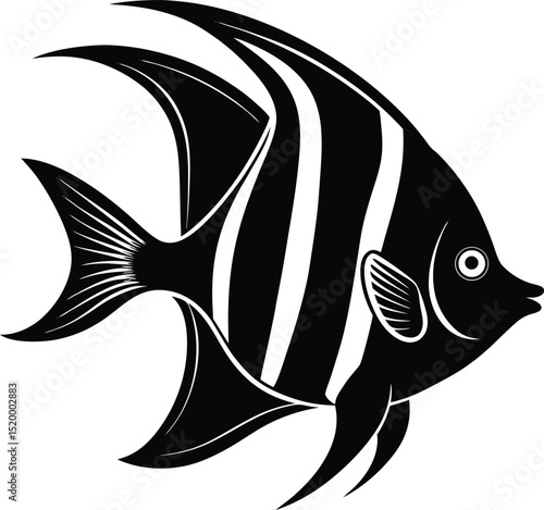 Angel Fish Vector Silhouette Art Icon
