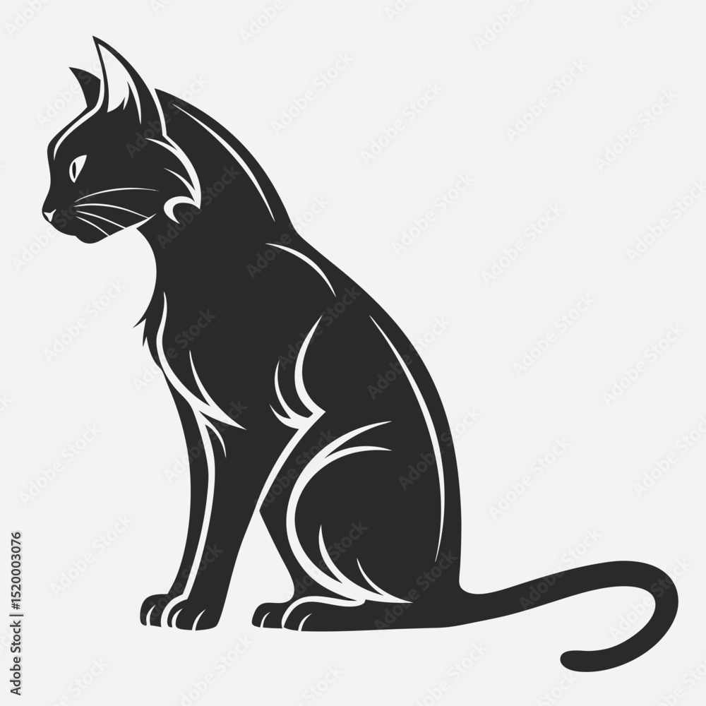 Fototapeta premium Sitting Cat Silhouette Clipart Vector 