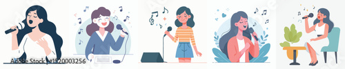 vector of a woman singing