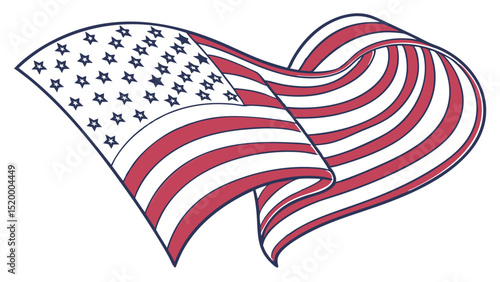Waving american flag vector illustration for independence day patriotic design and memorial day graphic art