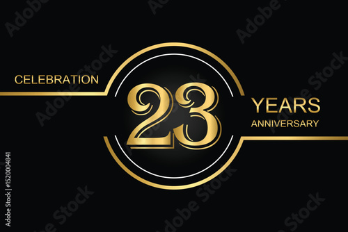 Luxury 23rd anniversary celebration design with gold text on a dark background. Perfect for elegant event invitations, milestone banners, or corporate anniversary templates.
