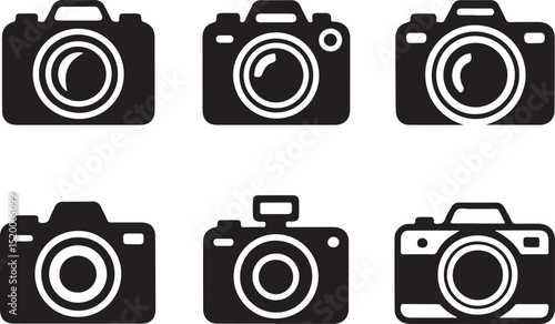  Set of Black and White Camera Silhouettes