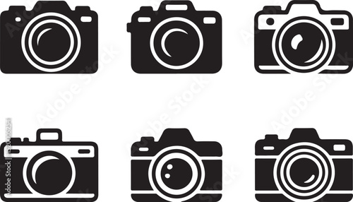  Set of Black and White Camera Silhouettes