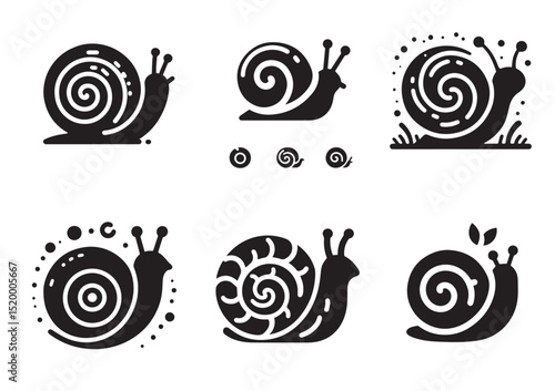 Tiny Snail Shell Silhouette Vector Set