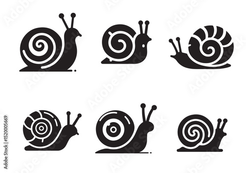 Tiny Snail Shell Silhouette Vector Set