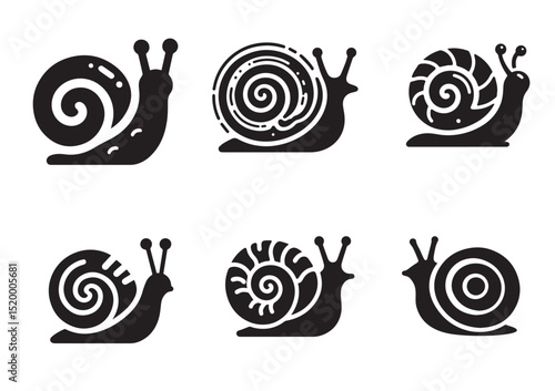 Tiny Snail Shell Silhouette Vector Set