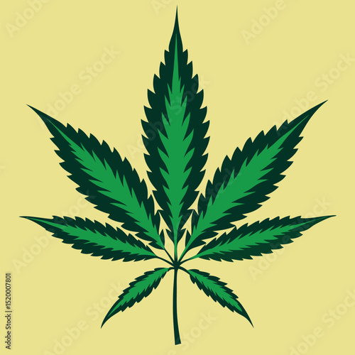 Cannabis Leaf Illustration – Green Marijuana Plant Symbol on Dark Background