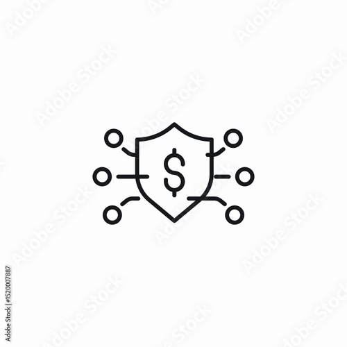 financial system shield icon sign vector