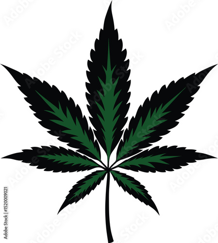 Cannabis Leaf Illustration – Green Marijuana Plant Symbol on Dark Background