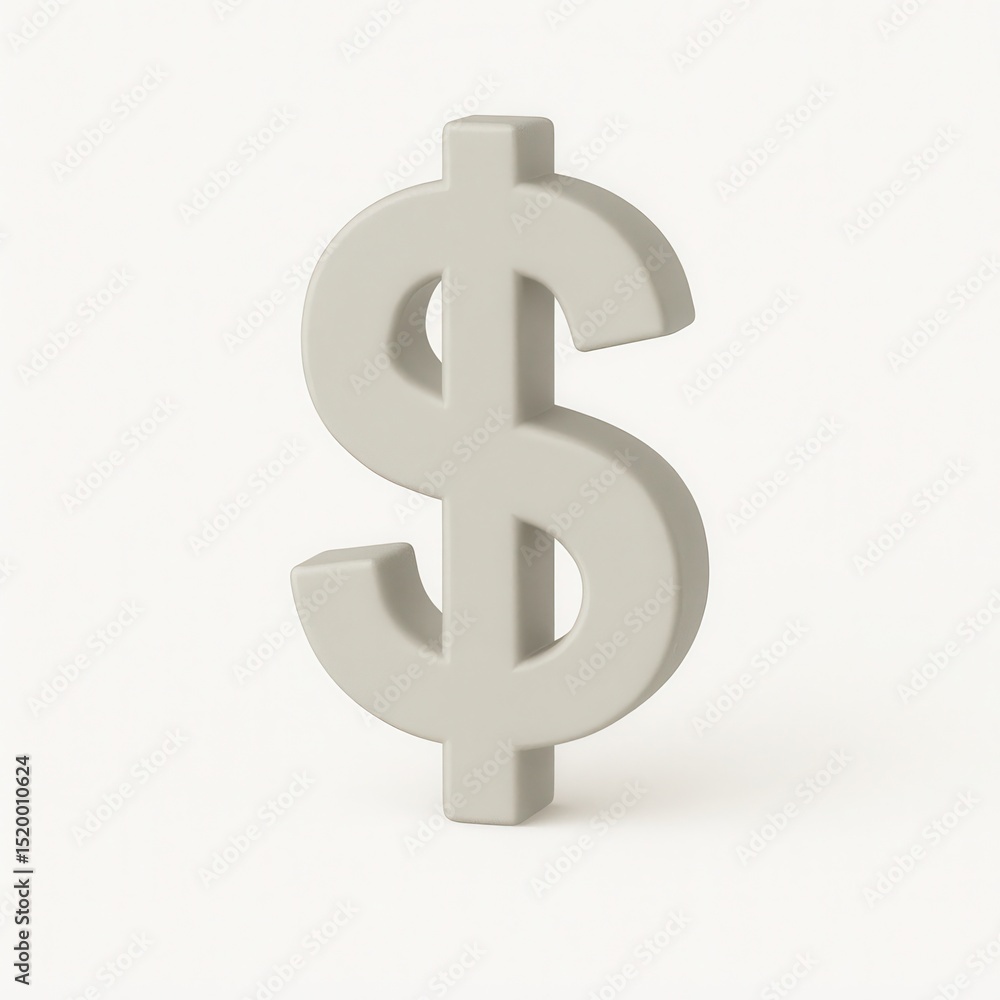 Three Dimensional Light Grey Dollar Sign on White Background Three Dimensional Light Grey Dollar Sign on White Background