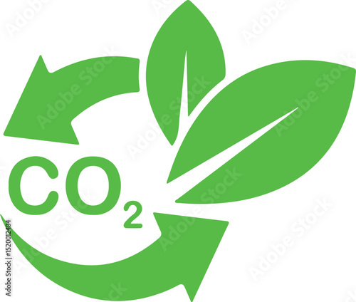 Icon of CO2 carbon dioxide emission green energy ecology recycling sustainability environment carbon footrpint. Editable stroke. Thin line icons collection, flat illustrations.	